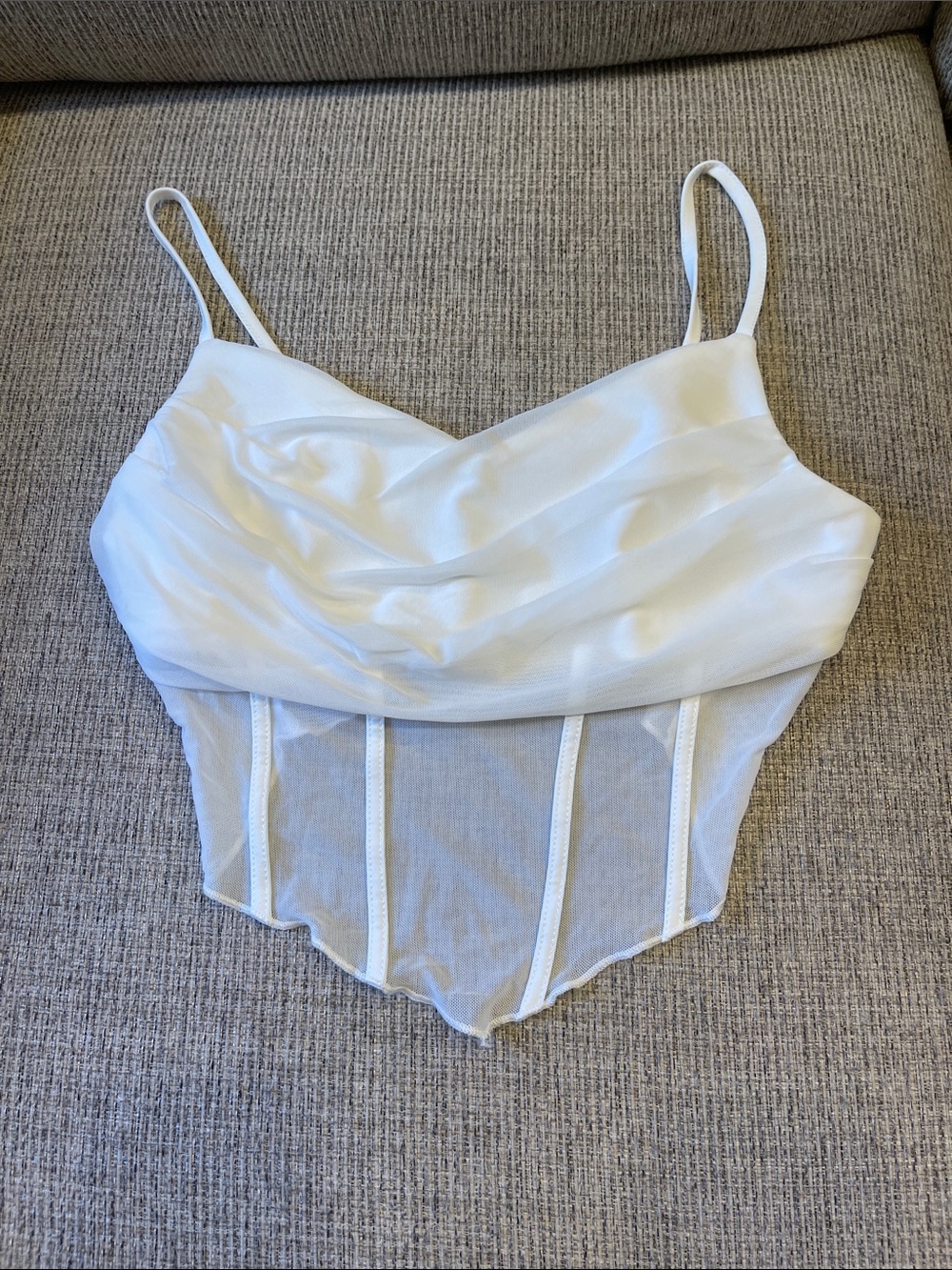 White Sheer Corset Bustier Top